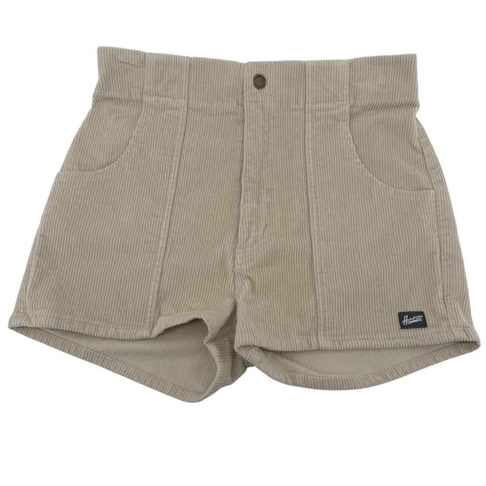 Hammies Corduroy Shorts Women 32 Tan High Waist Retro Stretch Surf Indie 70s
